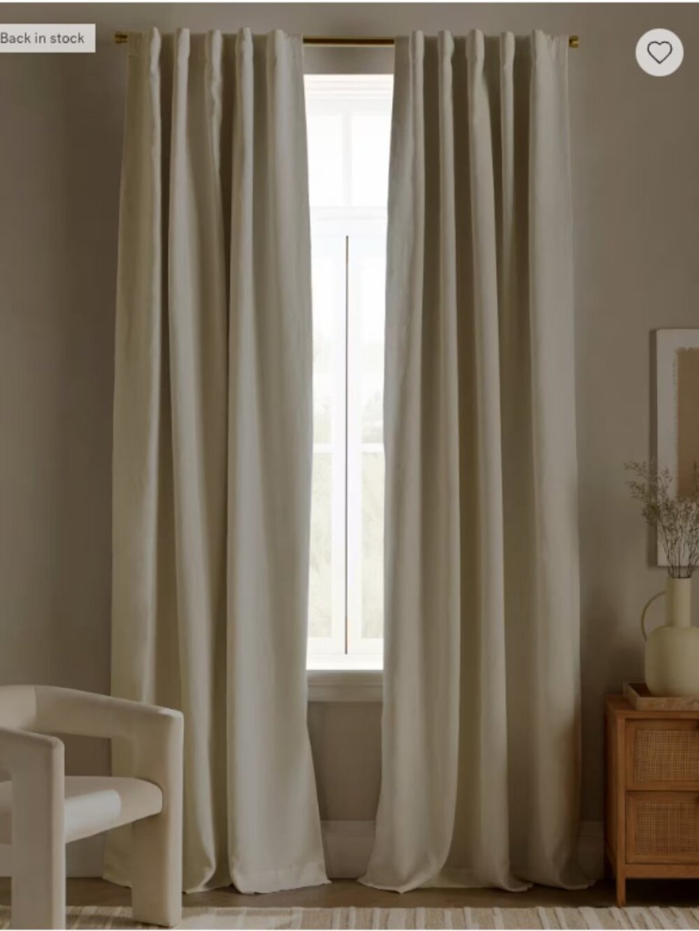 Quince European Linen Blackout Curtain Panel – Ivory – 48" x 120" (59)